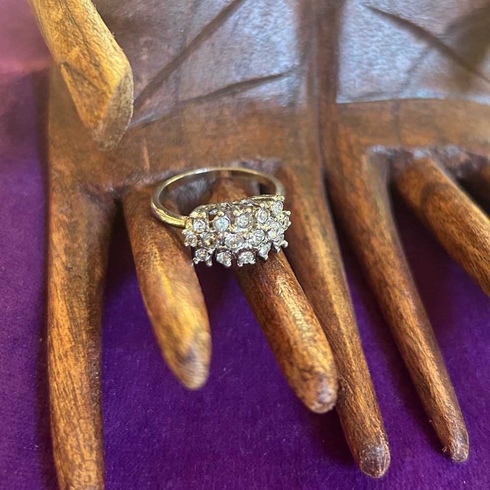 🍓Deadstock Uncas Vintage Cluster Crystal Silver Ring
